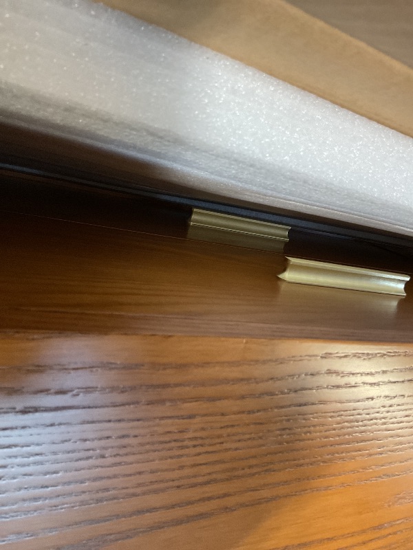 Photo 1 of **SLING DOOR PART IS LOOSE. TWO DENTS**POVISON 78.74" Sliding Tambour Door TV Stand, Fully Assembled Mid Century Modern TV Console, Wood Media Console with Tall-Cast Metal Legs, Entertainment Center with Storage Cabinet for Living Room