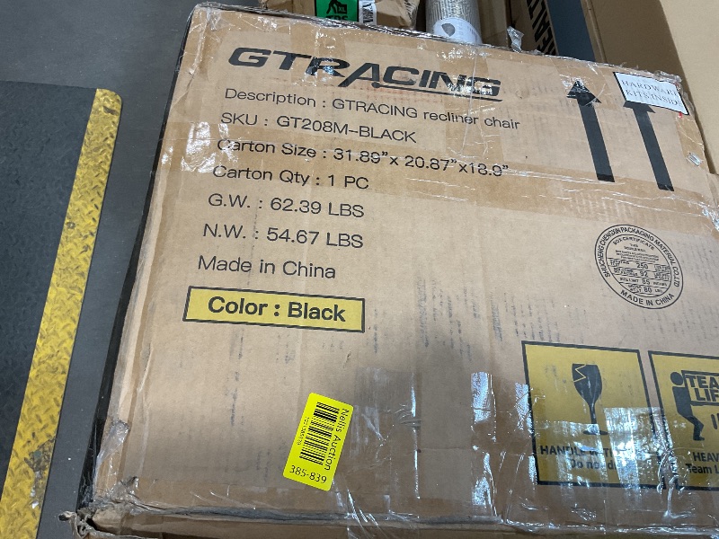 Photo 1 of **DENTS**GTRACING Gaming Recliner Chair with Bluetooth Speakers Racing Style Single Gaming Sofa Modern Living Room Recliners Ergonomic Comfortable Massage Home Theater Seating, Black