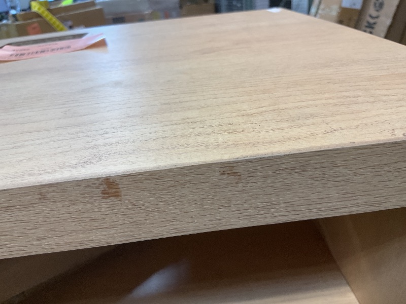 Photo 1 of **BASE PIECE LOOSE ON FRONT. DIRT**VASAGLE MAXE Collection - Nightstand with Charging Station, Fluted Night Stand, Bedside Table, Mid Century Modern Side End Table, 2 Drawers, 2 AC Outlets, 2 USB Ports, Oak Beige ULET626Y01S