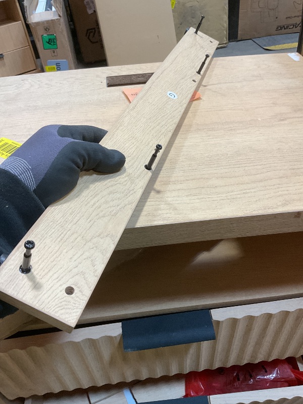 Photo 1 of **BASE PIECE LOOSE ON FRONT. DIRT**VASAGLE MAXE Collection - Nightstand with Charging Station, Fluted Night Stand, Bedside Table, Mid Century Modern Side End Table, 2 Drawers, 2 AC Outlets, 2 USB Ports, Oak Beige ULET626Y01S