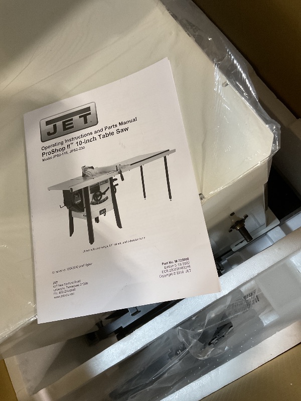 Photo 1 of **4 BOXES. MISSING WINGS AND RAILS**JET ProShop II 10-in 36 -Amp 115 -Volt Cabinet Table Saw