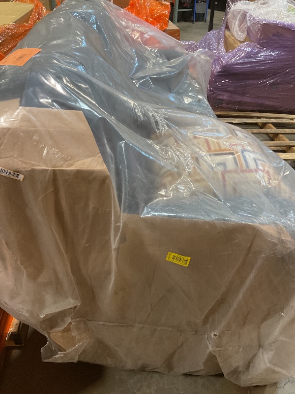 Photo 1 of **SCRAPE DAMAGE ON CORNER**Signature Design by Ashley Danum Modern Manual Pull Tab Reclining Sofa with Tufed Back Cushion, Blue