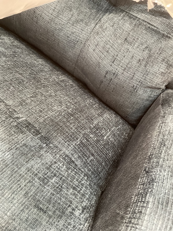 Photo 1 of **SCRAPE DAMAGE ON CORNER**Signature Design by Ashley Danum Modern Manual Pull Tab Reclining Sofa with Tufed Back Cushion, Blue