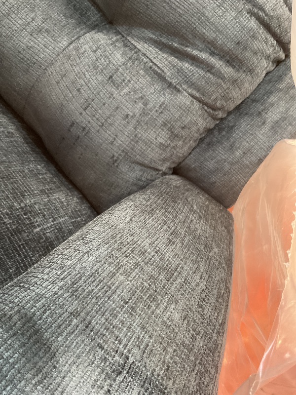 Photo 1 of **SCRAPE DAMAGE ON CORNER**Signature Design by Ashley Danum Modern Manual Pull Tab Reclining Sofa with Tufed Back Cushion, Blue