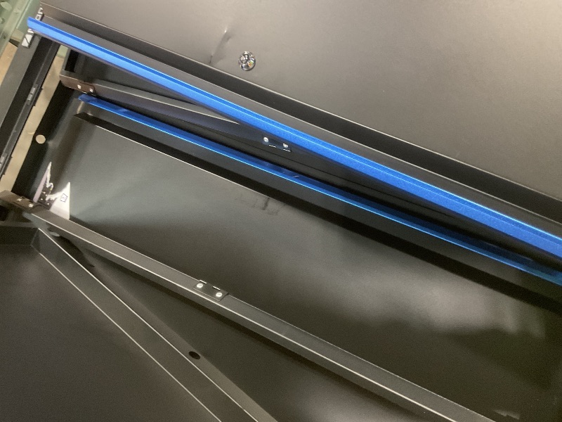 Photo 1 of **SELLING FOR PARTS. SCRATCHES. DENTS. DIRT. MISSING KEYS**Montezuma Garage Tool Storage System - 30.5 x 24" Locking 2 Door Stacking Base Cabinet with Magnetic Latches and Black Powder Coat Finish - BKMG3024STBC