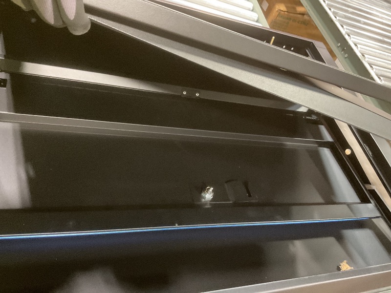 Photo 1 of **SELLING FOR PARTS. SCRATCHES. DENTS. DIRT. MISSING KEYS**Montezuma Garage Tool Storage System - 30.5 x 24" Locking 2 Door Stacking Base Cabinet with Magnetic Latches and Black Powder Coat Finish - BKMG3024STBC