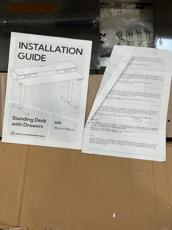 Photo 1 of **MINOR SCRATCHES** Claiks Standing Desk with Drawers, Stand Up Electric Standing Desk Adjustable Height with Storage Shelf and Splice Board, 55 Inch, White