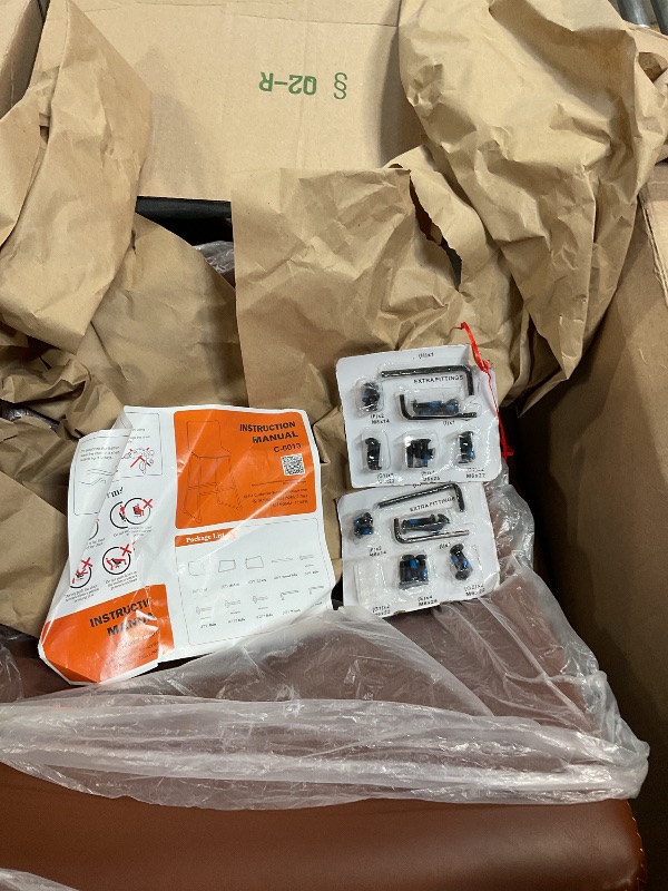 Photo 1 of **MISSING HARDWARE PIECE** Brown Faux Leather 30 in. Counter Height Bar Stools Set of 2 with Back and Metal Leg for Kitchen Island