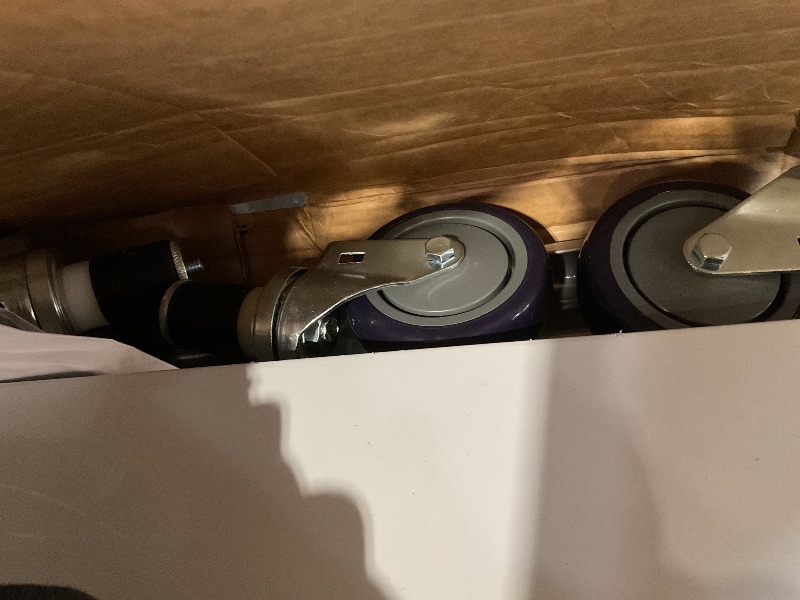 Photo 1 of **BEND DAMAGE ON TABLE END**Profeeshaw Stainless Steel Table with Wheels 24x48 Inch, NSF Commercial Kitchen Prep & Work Table with Undershelf and Galvanized Legs for Restaurant, Bar, Utility Room and Garage Heavy Duty Table