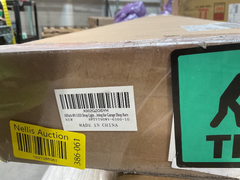 Photo 1 of 10-Pack 8ft LED Shop Light Fixture - 90W T8 Integrated LED Tube Light - 6500K 12000LM V-Shape Linkable - High Output - Clear Cover - Plug and Play - 270 Degree Lighting for Garage, Shop, Barn