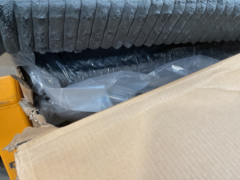 Photo 1 of **SELLING FOR PARTS AS PARTIAL SET. ONE BOX OF TWO**Vesgantti 109" U Shaped Cloud Sectional Sofa, Comfy Corduroy Upholstered Sectional Modular Sofas for Living Room, Modern Modular Couch with 2 Ottoman Deep Seat, Dark Grey