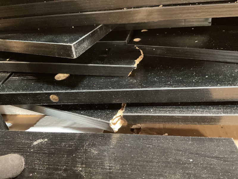 Photo 1 of **MAJOR DAMAGE TO MULTIPLE PARTS. SELLING FOR PARTS AS PARTIAL SET**DWVO Farmhouse TV Stand for 75/80 Inches TVs, Entertainment Centers Furniture 30" Tall, TV Consoles with Storage Drawers & Power Outlet, Rustic TV Stands for Living Room, Black