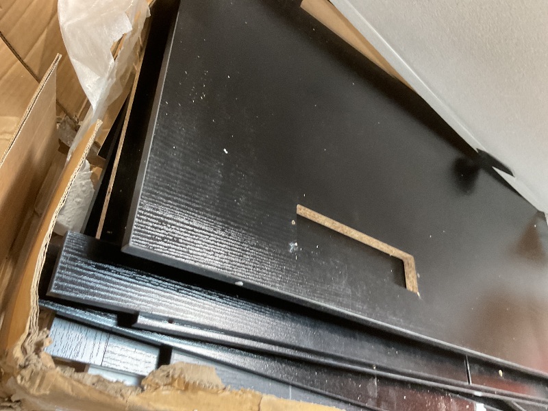 Photo 1 of **MAJOR DAMAGE TO MULTIPLE PARTS. SELLING FOR PARTS AS PARTIAL SET**DWVO Farmhouse TV Stand for 75/80 Inches TVs, Entertainment Centers Furniture 30" Tall, TV Consoles with Storage Drawers & Power Outlet, Rustic TV Stands for Living Room, Black