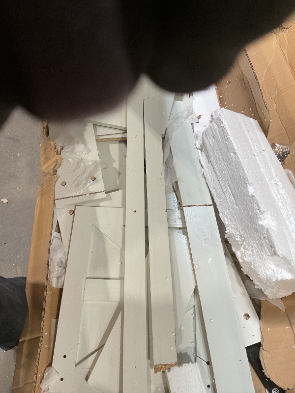 Photo 1 of **SELLING FOR PARTS. MAJOR DAMAGE TO MULTIPLE SMALLER PIECES**ComeWay Fireplace TV Stand for up to 65 Inch TVs, Farmhouse TV Stand with Open Shelves & Rustic Sliding Barn Doors, Mid Century Modern Wood Entertainment Center for Living Room Office, White