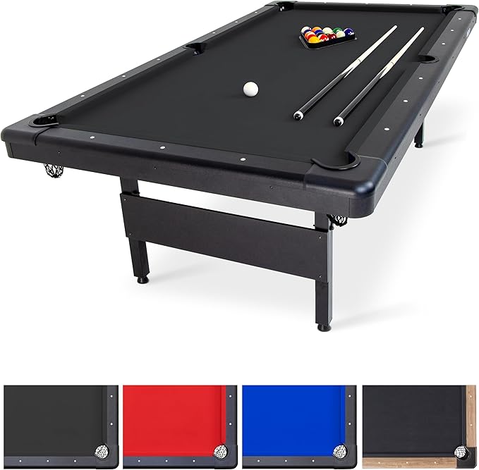 Photo 1 of **DIRT/CRACKING ON BOARDS CONNECTING LEGS. SIDE WALL ON ONE END CRACKING. **GoSports 6, 7, or 8 ft Billiards Tables - No Assembly, Choose Your Color - Portable Pool Table Includes Full Set of Balls, 2 Cue Sticks, Chalk and Felt Brush