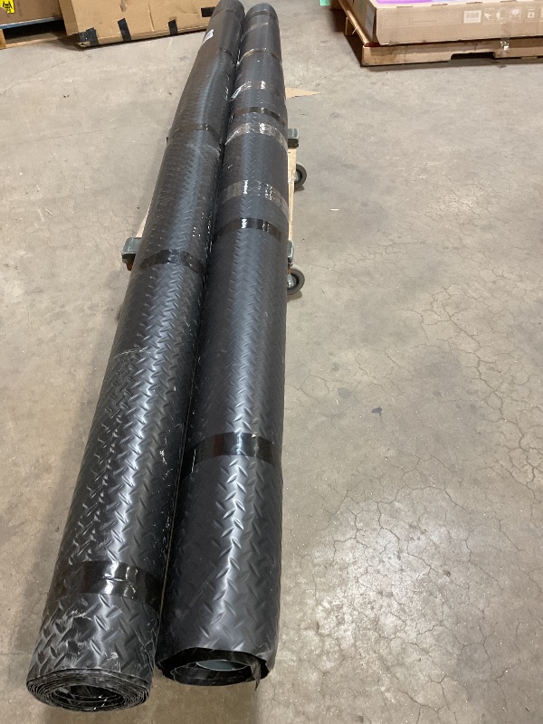 Photo 1 of ***PHOTO FOR REFERENCE , 1 ROLL, NO TAPE***Grandroad auto 10x20 FT Garage Floor Mat, 2.8mm Thickened Flooring Roll for Under Car Diamond Plate PVC Rubber Mat with 20 Pcs Tapes, Non-Slip Floor Mat for Garage, Warehouse, Gyms, Trailer, Black