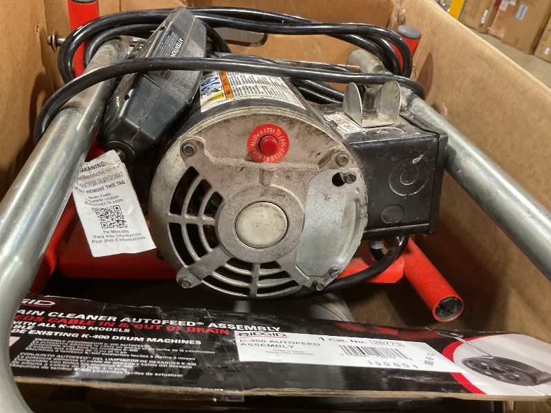Photo 1 of ***USED, UNTESTED, RUSTED***RIDGID® 27008 K-400 Drum Drain Cleaning Machine Kit, 1-1/2 to 3 in Drain Line, 1/3 hp, 115 VAC
