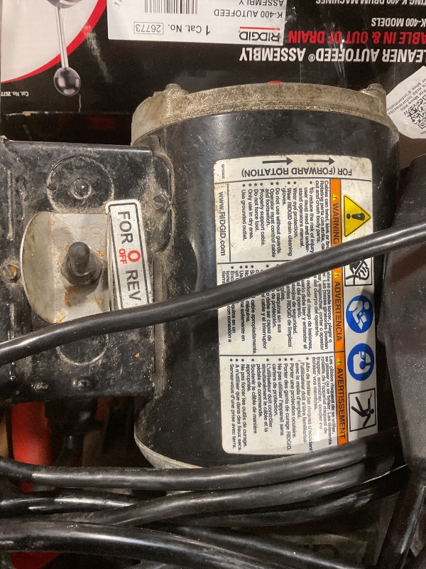 Photo 1 of ***USED, UNTESTED, RUSTED***RIDGID® 27008 K-400 Drum Drain Cleaning Machine Kit, 1-1/2 to 3 in Drain Line, 1/3 hp, 115 VAC