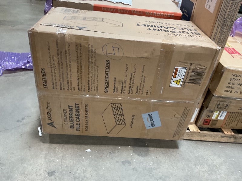 Photo 1 of AdirOffice Flat File Cabinet - Heavy Duty 5-Drawer Blueprint Sheets Storage, 29" x 40" Great for Documents Sized 24” x 36”, Ideal for Artists, Art Files, Engineers, Architects, Offices - Black