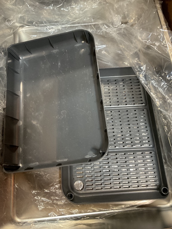 Photo 1 of **missing spoon**XXL Stainless Steel Litter Box with Lid, 28" Lx20 W Extra Large Cat Litter Boxes for Big Cats, Jumbo Metal Litter Box with Footboard & Scoop,Anti-Leakage,Non-Sticky,Odorless,Easy to Clean