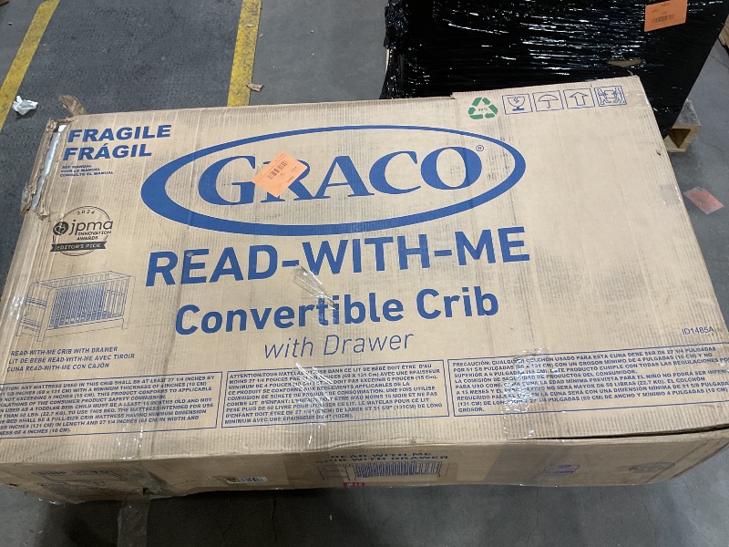 Photo 1 of *PARTS ONLY*
Graco Read-with-Me 4-in-1 Convertible Crib with Drawer (Blush with Driftwood) - GREENGUARD Gold Certified Converts to Toddler Bed, Daybed, and Functional Bookshelves