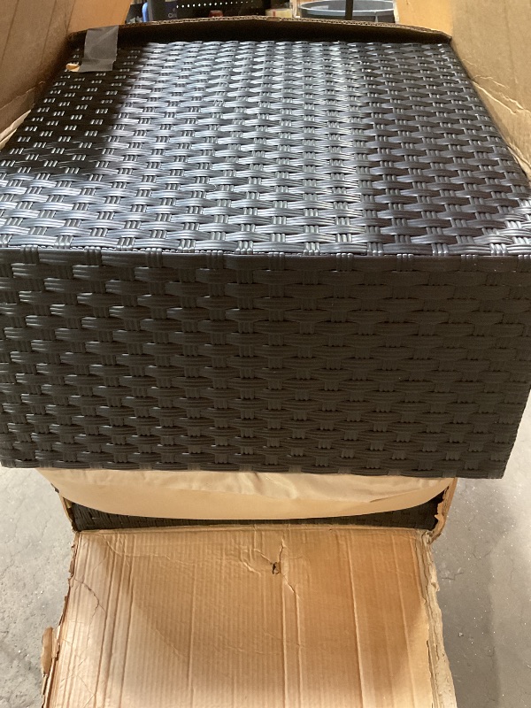 Photo 1 of ***PARTIAL SET ***Shintenchi 5 Pieces Outdoor Patio Sectional Sofa Couch, Black PE Wicker Furniture Sets, Patio Conversation Sets with Washable Cushions Glass Coffee Table for Garden, Poolside, Backyard,(Khaki)