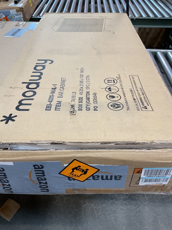 Photo 1 of ***BOX 1 ONLY OF 2***Modway Render Mid-Century Modern Wine Rack Storage, Bar Cabinet, Walnut