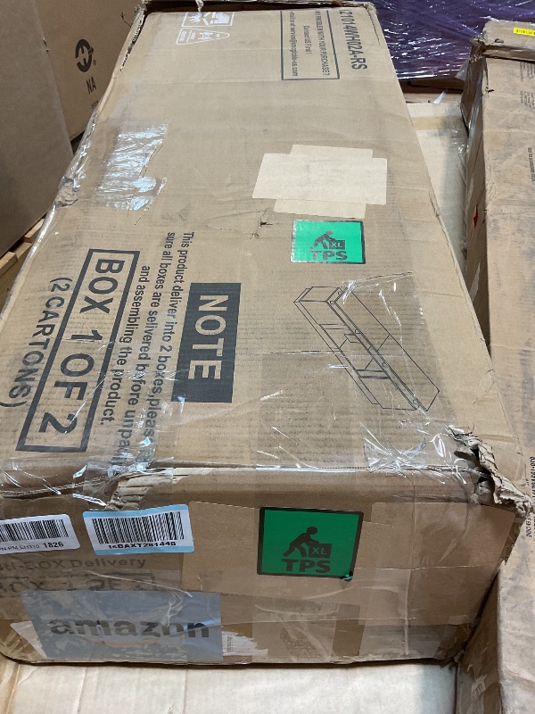 Photo 1 of *ONLY BOX 1 OF2*
YISUFO 80" Fireplace TV Stand, 2-Tier LED Entertainment Center with 36" Fireplace, Fits TVs up to 90", Modern High Gloss TV Console with LED Lights & Storage Cabinets for Living Room, White + Black