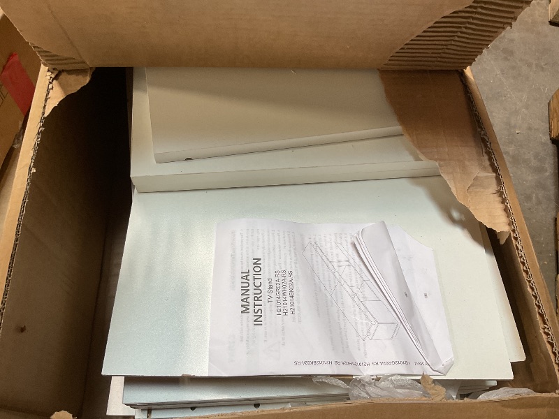 Photo 1 of *ONLY BOX 1 OF2*
YISUFO 80" Fireplace TV Stand, 2-Tier LED Entertainment Center with 36" Fireplace, Fits TVs up to 90", Modern High Gloss TV Console with LED Lights & Storage Cabinets for Living Room, White + Black