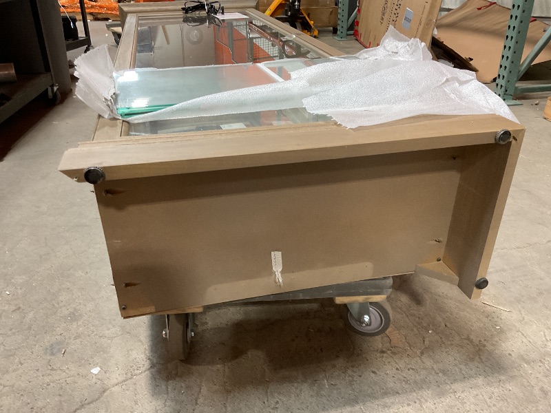 Photo 1 of ***MINOR DAMAGE/SIDE OF BASE BROKE OFF/ LOOK AT PHOTOS FOR DETAILS ***Howard Miller Hoffmann Curio Cabinet II - Grey Finish Adjustable Glass Shelves with Interior Lightning Best for Collectibles, Decorative Items, Living Room Office and Home Decor Floor M