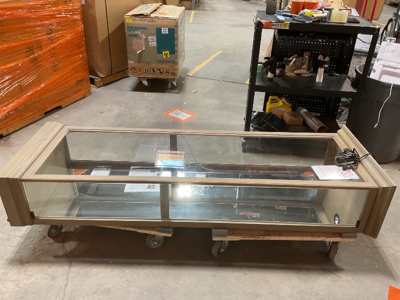 Photo 1 of ***MINOR DAMAGE/SIDE OF BASE BROKE OFF/ LOOK AT PHOTOS FOR DETAILS ***Howard Miller Hoffmann Curio Cabinet II - Grey Finish Adjustable Glass Shelves with Interior Lightning Best for Collectibles, Decorative Items, Living Room Office and Home Decor Floor M