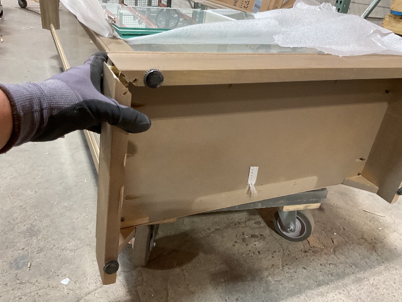 Photo 1 of ***MINOR DAMAGE/SIDE OF BASE BROKE OFF/ LOOK AT PHOTOS FOR DETAILS ***Howard Miller Hoffmann Curio Cabinet II - Grey Finish Adjustable Glass Shelves with Interior Lightning Best for Collectibles, Decorative Items, Living Room Office and Home Decor Floor M