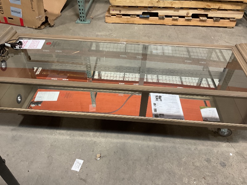 Photo 1 of ***MINOR DAMAGE/SIDE OF BASE BROKE OFF/ LOOK AT PHOTOS FOR DETAILS ***Howard Miller Hoffmann Curio Cabinet II - Grey Finish Adjustable Glass Shelves with Interior Lightning Best for Collectibles, Decorative Items, Living Room Office and Home Decor Floor M