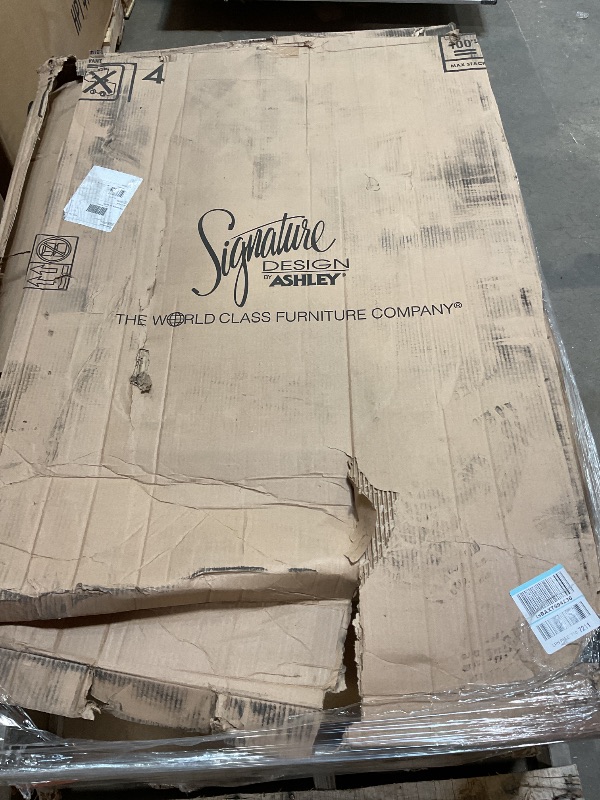 Photo 1 of ***MAJOR DAMAGE***Signature Design by Ashley Trinell Rustic 5 Drawer Chest of Drawers with Nailhead Trim, Warm Brown