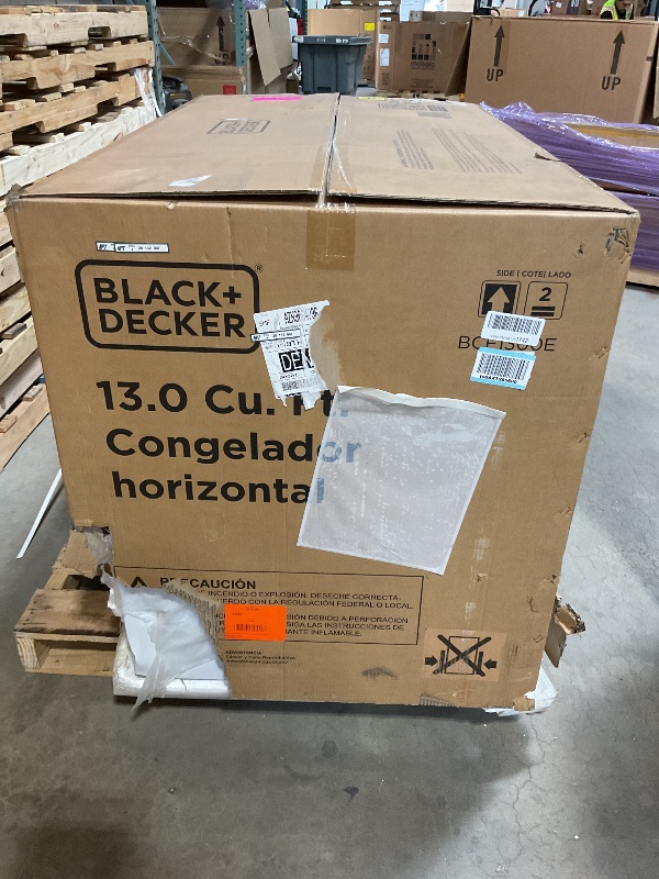 Photo 1 of ***MINOR DAMAGE ***BLACK+DECKER 13 Cu. Ft. Chest Freezer, Deep Freezer with Top Opening, Freezer Chest with 2 Removable Storage Baskets, Mechanical Temperature Control, Manual Defrost, R600a Refrigerant,BCF1300E,White