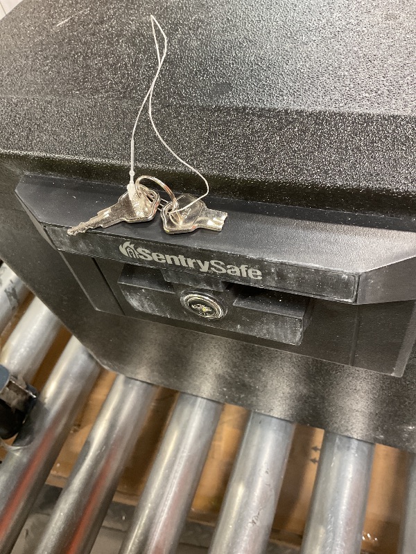 Photo 1 of *key broken inside lock*SentrySafe Black Fireproof Document Box with Key Lock, Safe Secures Files and Documents for Home or Office, 0.61 Cubic Feet, 13.6 x 15.3 x 12.1 inches, 1170