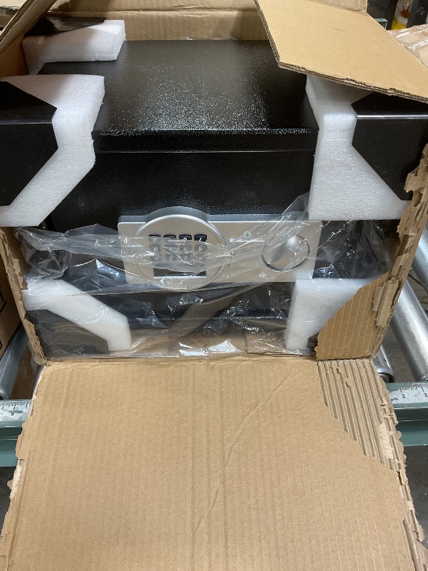 Photo 1 of *missing keys*Mitlvge Safe Box with Fireproof Waterproof Bag, Home Safe with Keys & Pass Code & Wall Mount Kits, Money Safe with Smart Alert System for Money, Jewelry, and Documents, 1.2 Cu ft