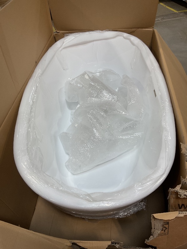 Photo 1 of ***MAJOR DAMAGE ***WOODBRIDGE 59" Acrylic Freestanding Bathtub Contemporary Soaking Tub, White Acrylic (Chrome Drain/Overflow),BTA1518 -C-Drain &O