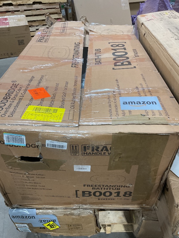 Photo 1 of ***MAJOR DAMAGE ***WOODBRIDGE 59" Acrylic Freestanding Bathtub Contemporary Soaking Tub, White Acrylic (Chrome Drain/Overflow),BTA1518 -C-Drain &O