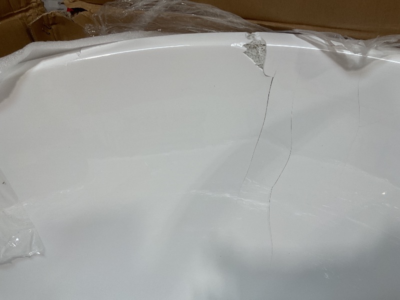 Photo 1 of ***MAJOR DAMAGE ***WOODBRIDGE 59" Acrylic Freestanding Bathtub Contemporary Soaking Tub, White Acrylic (Chrome Drain/Overflow),BTA1518 -C-Drain &O