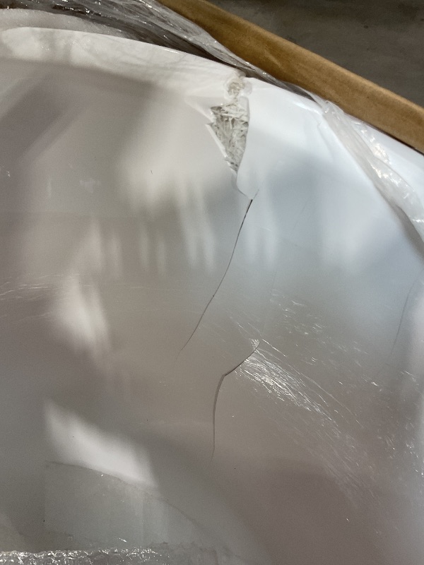 Photo 1 of ***MAJOR DAMAGE ***WOODBRIDGE 59" Acrylic Freestanding Bathtub Contemporary Soaking Tub, White Acrylic (Chrome Drain/Overflow),BTA1518 -C-Drain &O