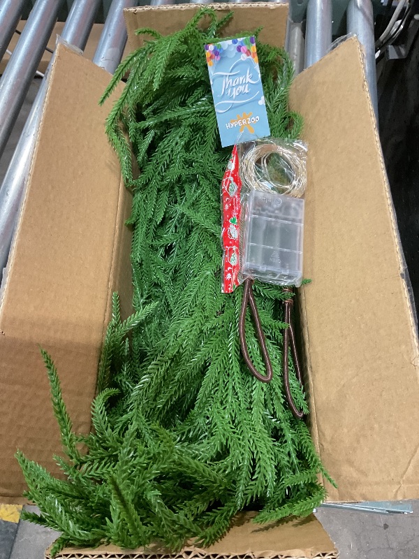 Photo 1 of 2-Pack 6FT Artificial Norfolk Pine Garlands, Hyperzoo Realistic Winter Pine Christmas Greenery Garland for Mantle, Staircase, Banister, Fireplace, Door, Table, Indoor & Outdoor Holiday Xmas Decortions
