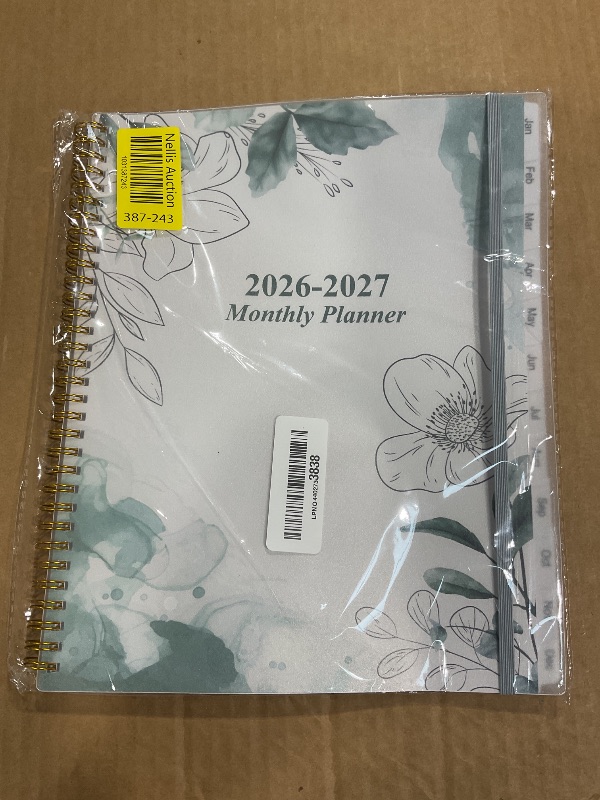 Photo 1 of 2026-2027 Monthly Planner - 18 Monthly Calendar, January 2026 - June 2027, Two Pages Per Month, 9" x11" Planner with Tabs, Strong Twin-Wire Binding, Inner Pocket, Teal Floral