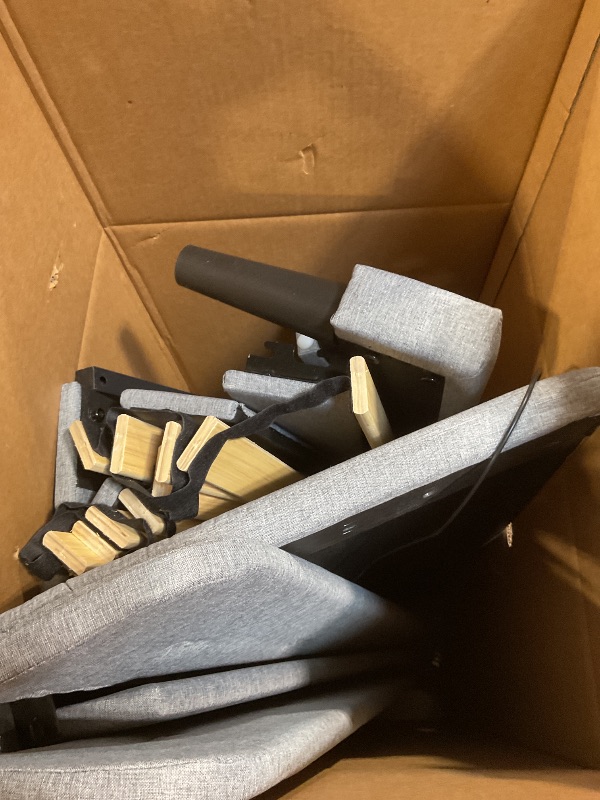 Photo 1 of ***USED, UNKNOWN MISSING HARDWARE ***Feonase Twin Size Bed Frame with Charging Station, Upholstered Linen Bedframe with Wingback Headboard, Solid Wood Slats Support, No Box Spring Needed, Noise Free, Beige