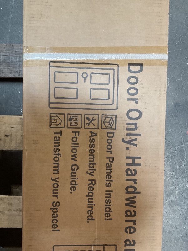 Photo 1 of ***DOOR ONLY, MISSING HARDWARE ***SmartStandard 36in x 96in Double MDF Sliding Barn Doors with 6.6FT Bypass Barn Door Hardware Kit, Save Space, Waterproof, Easy Install, Fit 60in-64in Openning, White