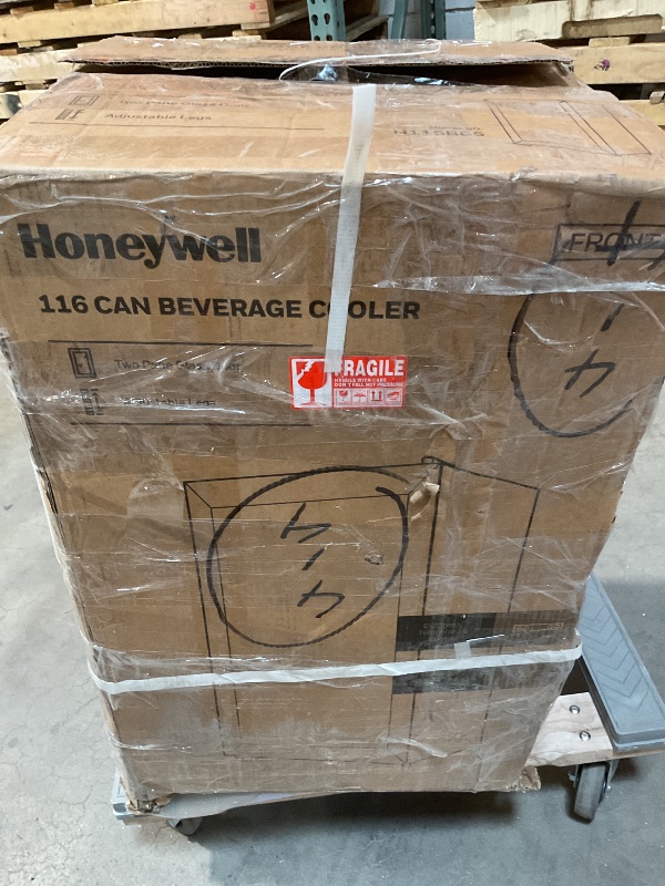 Photo 1 of ***MINOR DAMAGE ***Honeywell Beverage Refrigerator and Cooler, 116 Can Mini Fridge with Glass Door for Soda Beer or Wine for Office or Bar with Adjustable Removable Shelving, Commercial Grade