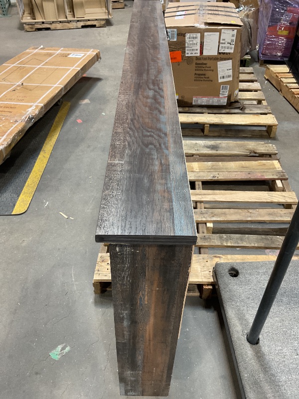 Photo 1 of ***HEADBOARD ONLY, MAJOR DAMAGE ***Signature Design by Ashley Drystan Rustic King Bookcase Bed with 2 Storage Drawers, Open Cubbies and LED Light, Foundation or Box Spring Not Needed, Dark Brown & Gray