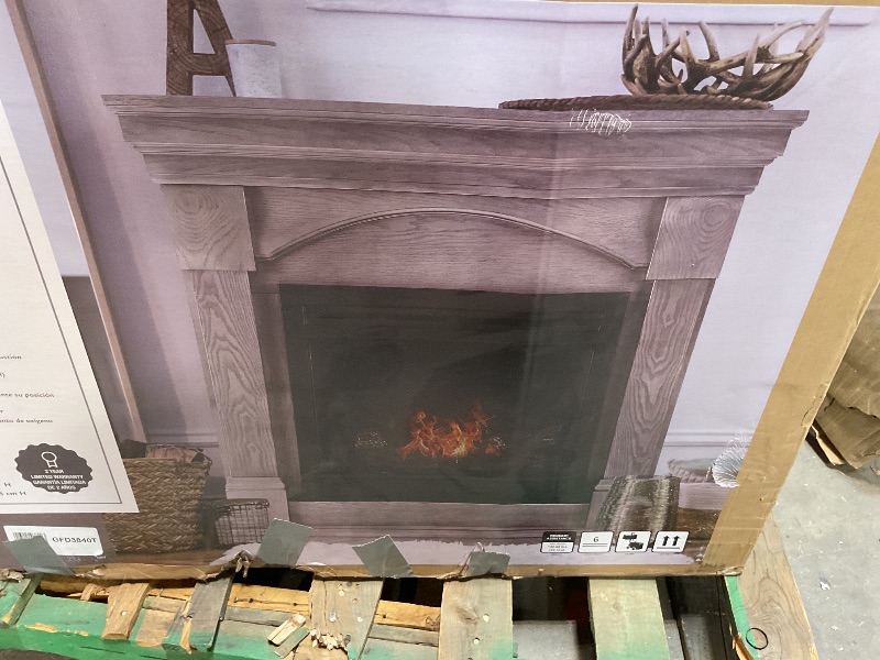Photo 1 of ***USED, SOME DAMAGE ***Comfort Glow Dual Fuel Ventless Gas Fireplace with Mantle The Halifax, Adjustable Thermostat, Natural Gas or Liquid Propane, 26,000 BTU, Heats 900 sq ft - Pewter Oak Finish Gas Fireplace