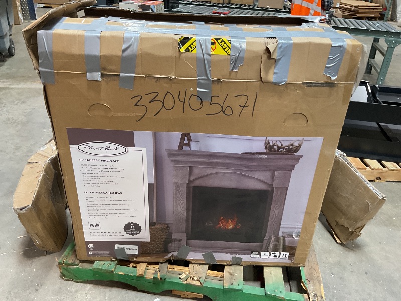 Photo 1 of ***USED, SOME DAMAGE ***Comfort Glow Dual Fuel Ventless Gas Fireplace with Mantle The Halifax, Adjustable Thermostat, Natural Gas or Liquid Propane, 26,000 BTU, Heats 900 sq ft - Pewter Oak Finish Gas Fireplace