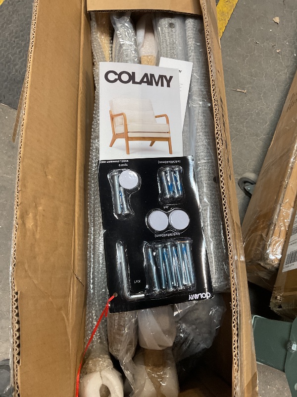 View 3 of ***ONLY ONE PIECE ***COLAMY Mid Century Modern Accent Chair Set of 2 with Lumbar Pillow, Relaxing Armchair with Solid Wood Frame & Soft Cushion, Reading Leisure Chair for Living Room,?Grey?